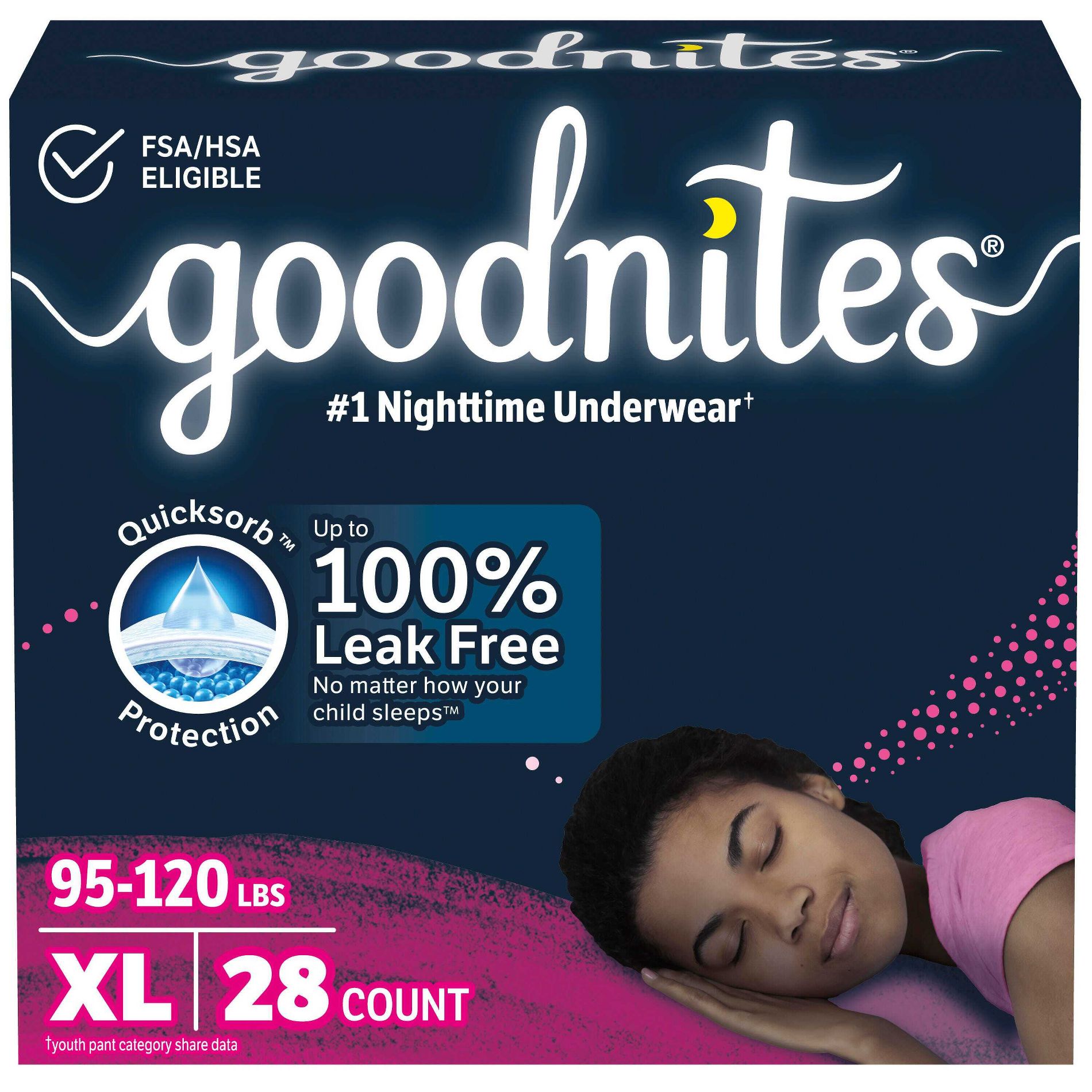 Goodnites Girls Disposable Nighttime Underwear  - Size XL - 28 ct