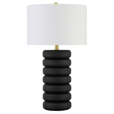 Hudson and Canal 25" Tall Glass Bubble Body Table Lamp with Fabric Shade
