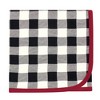 Touched by Nature Baby Boy Organic Cotton Swaddle Blanket and Headband or Cap, Black Plaid, One Size - 4 of 4