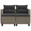 vidaXL Patio Sofa 2-Seater with Stools Gray Poly Rattan - 4 of 4