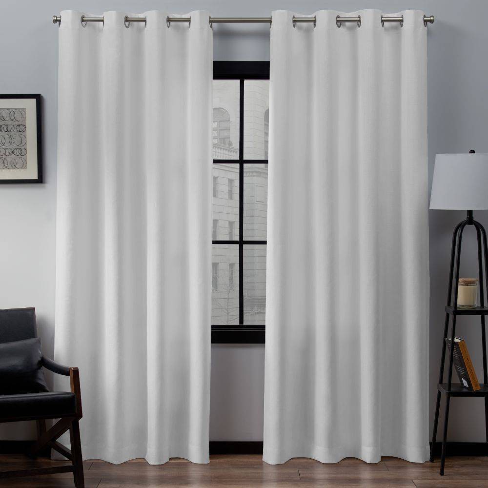Photos - Curtain Rod / Track Set of 2 120"x54" Loha Grommet Top Light Filtering Curtain Panels White - Exclusive Home