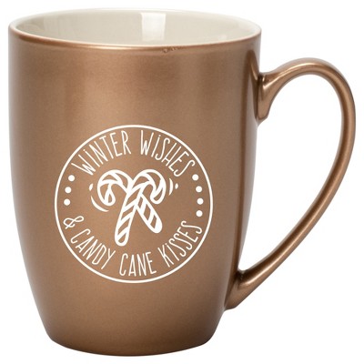 Elanze Designs Winter Wishes & Candy Cane Kisses Bronze 10 ounce New Bone China Coffee Cup Mug