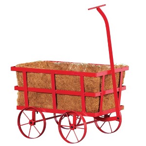 Collections Etc Red Metal Wagon Planter with Coco Liner - 1 of 3