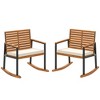 Outsunny Outdoor Rocking Chair Set of 2, Acacia Wood Outdoor Rockers with Armrests, Cushion, Cream White - 4 of 4