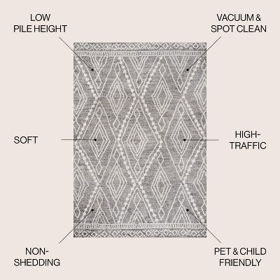 Gray and Ivory Diamond Pattern Reversible Area Rug