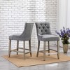 WestinTrends 24" Linen Tufted Buttons Upholstered Wingback Counter Stool (Set of 2) - 2 of 4