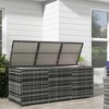 Outsunny 175 Gallon Outdoor Storage Box with Inner Liner, PE Rattan Wicker Deck Box with Pneumatic Bar Lift - 3 of 4