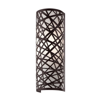 Allendale Bronze Bird Nest Design ADA Wall Sconce with Oatmeal Shade
