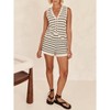 Imily Bela Womens Striped 2 Piece Summer Casual Lounge Sets Knit V Neck Sleeveless Tops Short Sets - 2 of 4