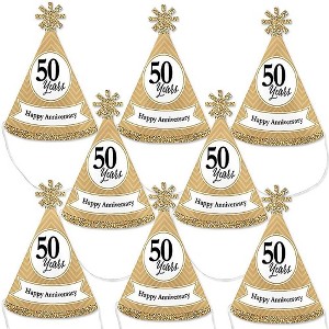Big Dot of Happiness We Still Do - 50th Wedding Anniversary - Mini Cone Anniversary Party Hats - Small Little Party Hats - Set of 8 - 1 of 4