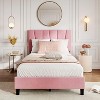 Bed Frame with Headboard Linen Upholstered Platform Bed with Adjustable Diagonal Channel Tufted Headboard Mattress Foundation with Strong Wooden Slat - 2 of 4