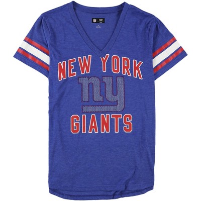 G-III Sports Womens Giants Rhinestone Logo Embellished T-Shirt, Blue, Large