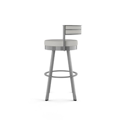Light Gray Swivel Bar Stool with Metal Frame
