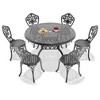 7-Piece Patio Set: Round Table & 6 Chairs - Cast Aluminum, All-Weather/Umbrella Hole & Adjustable Legs for Balcony/Backyard - 3 of 4