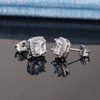 18K White Gold Plated Round Square Cubic Zirconia Simulated Diamond Halo Stud Earrings - 4 of 4