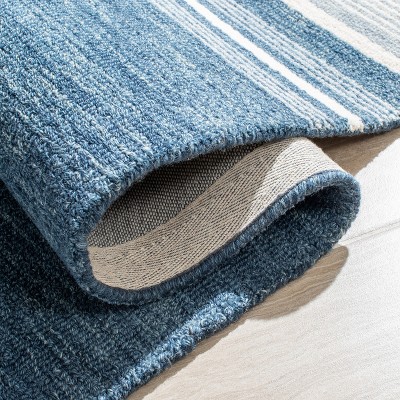 Blue and Ivory Hand-Tufted Wool 4' x 6' Area Rug