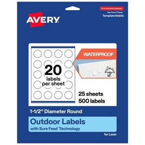 Avery Outdoor Waterproof Labels, 1.5" Diameter Round - 1 of 4