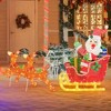 Costway Lighted Christmas Santa Claus with Reindeer LED Lights 12 Ground Stakes Cable Tiers - 4 of 4