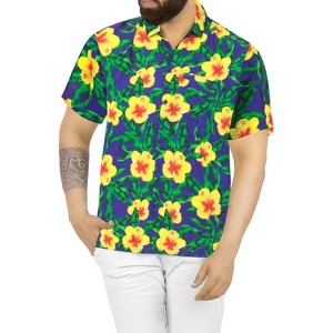 HAPPY BAY Mens Hawaiian Short Sleeve Button Down Shirt Men's Hawaii Shirts Boho Holiday Casual Summer Beach Shirts for Men Funny - 1 of 4