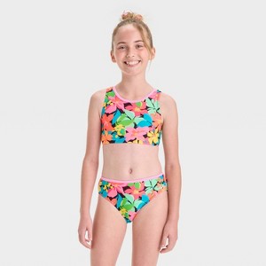 Girls' Island Vacay Floral Bikini Set - Cat & Jack™ Black - 1 of 3