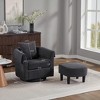 Kumasinova 360° Swivel Accent Chair with Ottoman Set,Chenille Barrel Armchair with Removable Back Pillow,2 Armrest Covers for Living Room,Bedroom - 2 of 4