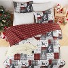 TackView Christmas Quilt Set, Reversible Printed 3 Pieces Quilts Coverlet Bed Set Holiday Decorative Bedding, 1 Quilt and 2 Pillow Shams - 4 of 4