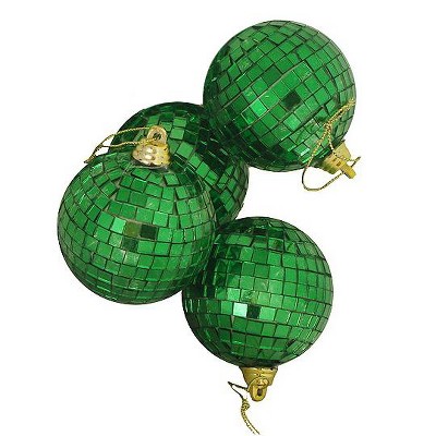 Northlight 4ct Mirrored Glass Disco Ball Christmas Ornaments Set 4" - Green