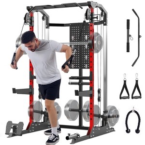 Coucheta Power Cage, 2000 LBS Squat Rack, Multifunctional Weight Cage with LAT Pulldown and Cable Crossover System, Workout Cage with Adjustable - 1 of 4