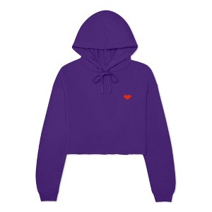 Dalix Pixel Heart Embroidered Fleece Cropped Hoodie Cold Fall Winter Women - 1 of 4