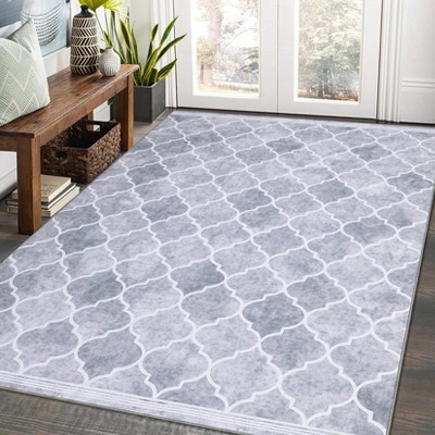 Coucheta Washable Boho Geometric Rug, Non-Slip Rubber Backing, Non-Shedding Large Accent Carpet for Living Room & Bedroom, Multiple Sizes&Colors