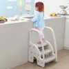 Costway Three-Step Stool for Toddlers Children Step up Leaning Helper w/Safety Handles - 4 of 4