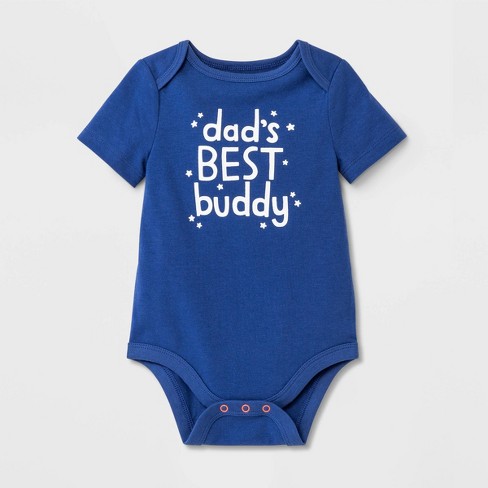 Baby Boys' Dad Short Sleeve Bodysuit - Cat & Jack™ Light Navy Blue - image 1 of 4