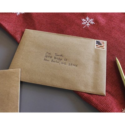 Natural Brown Recycled Kraft A7 Invitation Envelopes, 5 ¼ x 7 ¼, 100-Pack