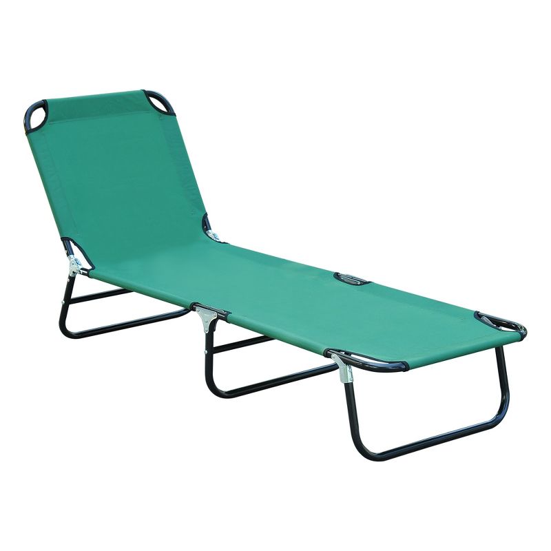 Outsunny Portable Outdoor Sun Lounger, Lightweight Folding Chaise Lounge Chair w/ 5-Position Adjustable Backrest for Beach, Poolside and Patio, 1 of 8
