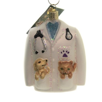 Old World Christmas 4.0" Veterinarian's Coat Ornament Dog Cat Doctor  -  Tree Ornaments