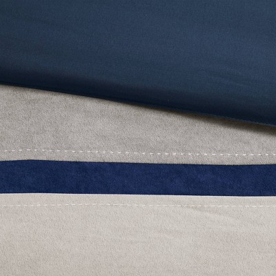 California King Blue Faux Suede Comforter Set