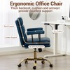 Bosmiller Faux Leather Home Office Desk Chair, Gold Base Vanity Chair with Wheels, Padded Seat and Armrests, Swivel Executive Computer Chair - 3 of 4