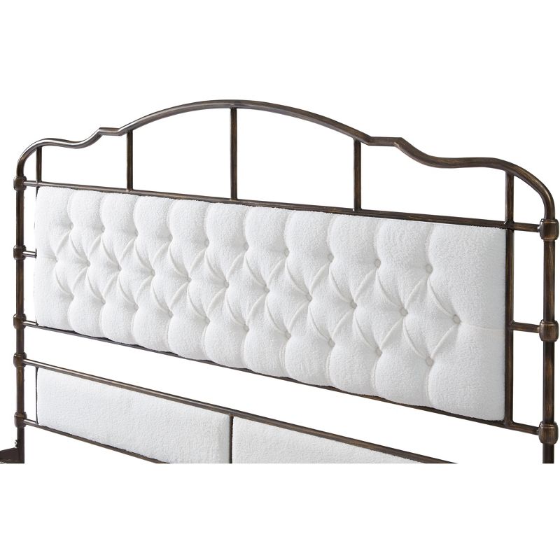 King/Queen Size Metal Platform Bed with Upholstered Headboard and Tail-ModernLuxe, 4 of 8