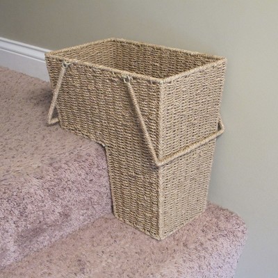 Natural Brown Seagrass Rectangular Stair Storage Basket