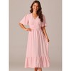 Seta T Women's Boho Ruffle Short Sleeve V Neck Swiss Dots Tiered Midi Dress - 3 of 4