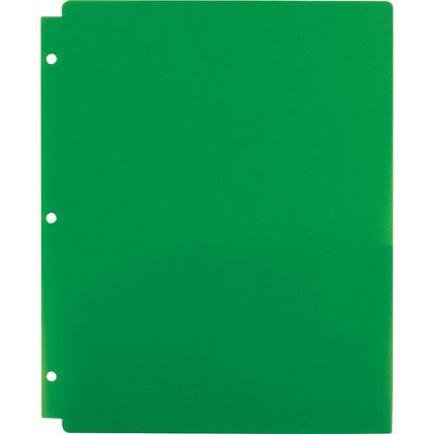 Staples 2 Pocket Folder Snap In 3-Hole Punched Green 962241