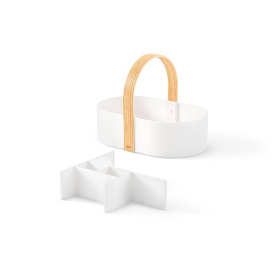 White and Natural Multipurpose Caddy Organizer with Handle