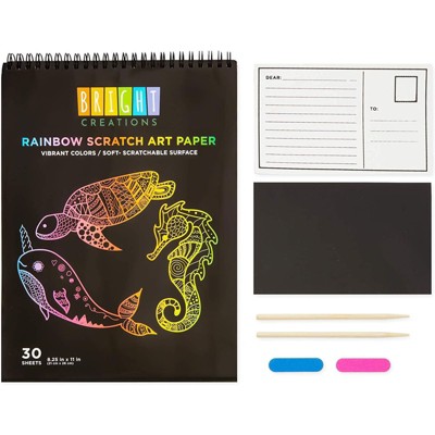 Bright Creations Color Scratch Pad Kit Set with 30 Pages, 2 Styluses, 2 Postcards, 2 Sharpeners