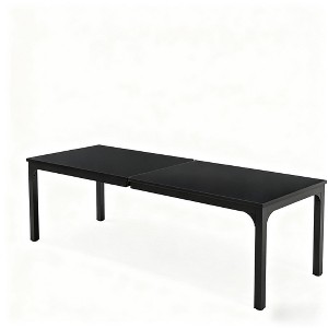 Gulches Industrial Rustic Series Contemporary Industrial Black & Rustic Wood Grain Thick MDF 78 in Heavy-Duty Metal Frame Base Dining Table Seats 6-8 - 1 of 4