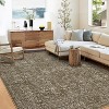 5'x7' Vintage Floral Low Pile Rug, Non-Slip Washable Runner with Reinforced Edges, Stain Resistant Foldable Floor Cover, Blue - 2 of 4