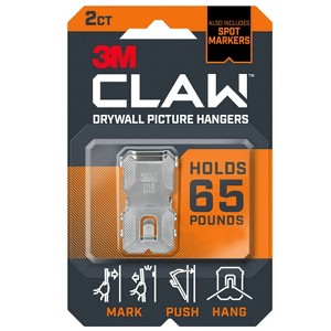 3M Claw Drywall Picture Hanger 65lb with Temporary Spot Marker + 2 hangers and 2 markers: Mirror & Picture Hanging Kit - 1 of 4