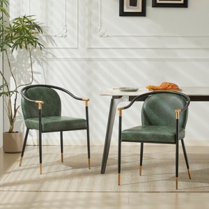Christopher Knight Home Hugo Modern Metal Upholstered Dining Chair with Curved Back (Set of 2) - 1 of 4