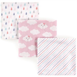 Luvable Friends Baby Girl Cotton Flannel Receiving Blankets, Girl Clouds 3-Pack, One Size - 1 of 1