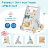 SEVOBAL Baby Walkers 8-in-1 Wooden Activity Center with Xylophone Acrylic Mirror Shape Sorters for Toddlers, Blue, 14"*13"*19" - 4 of 4