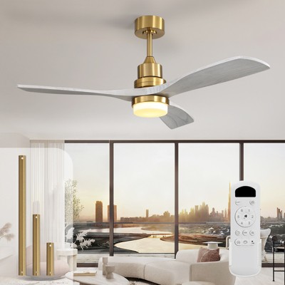 Sofucor Gold 52 Inch Ceiling Fan Solid Wood Ceiling Fan with Remote High CFM High Airflow Quiet DC Motor 6 Speeds Reversible for Bedroom